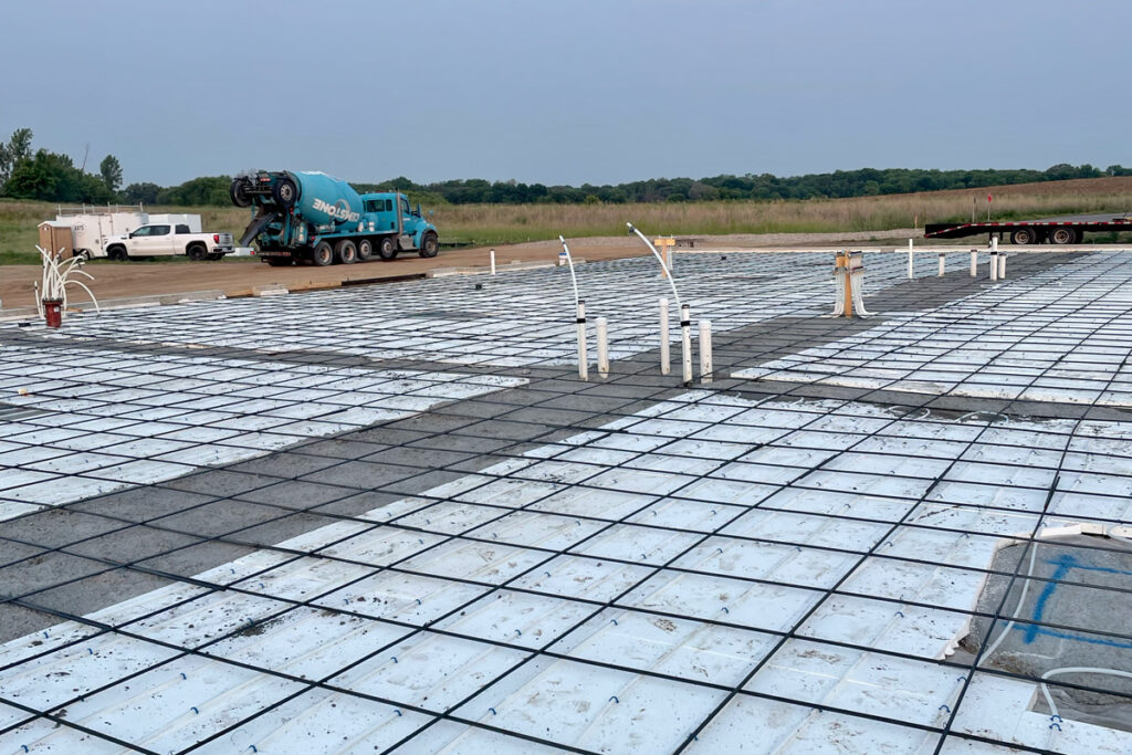 Construction site ready for a concrete pad pour.