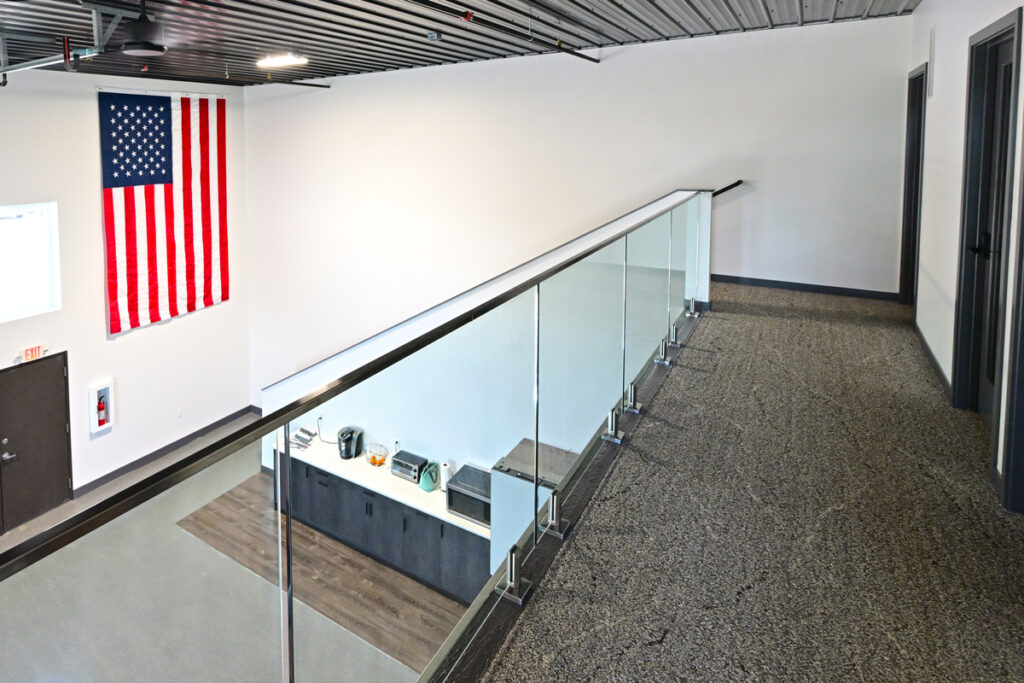 A view form the mezzanine of the Axys Construction offices.