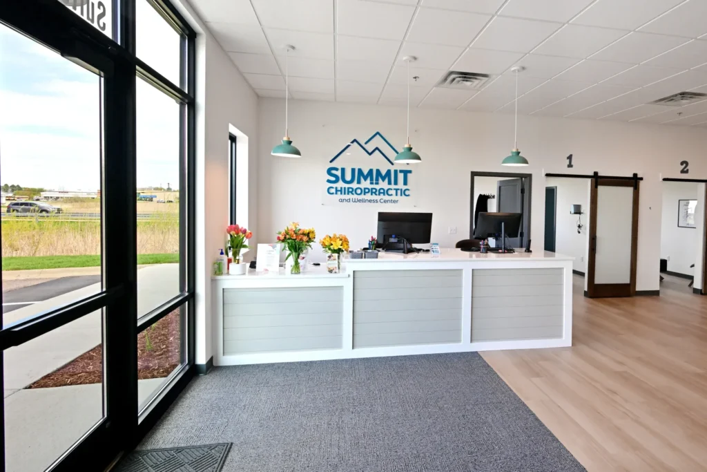 The front lobby of a chiropractic office.