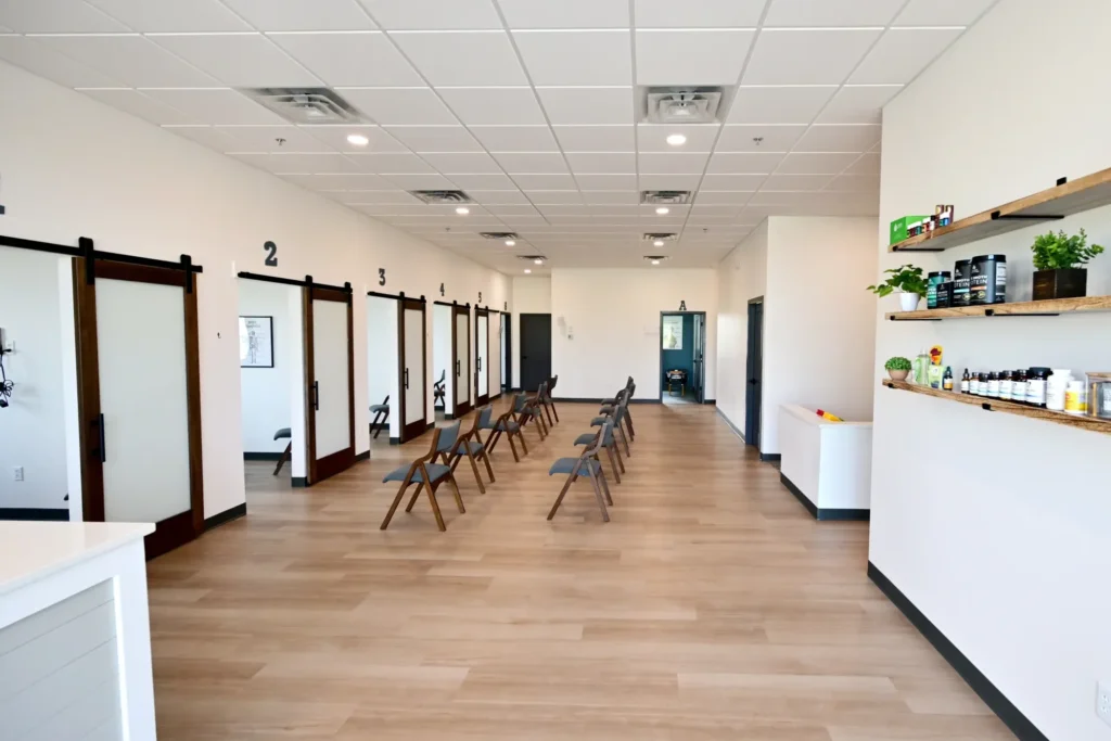 The interior of a chiropractic & wellness center.