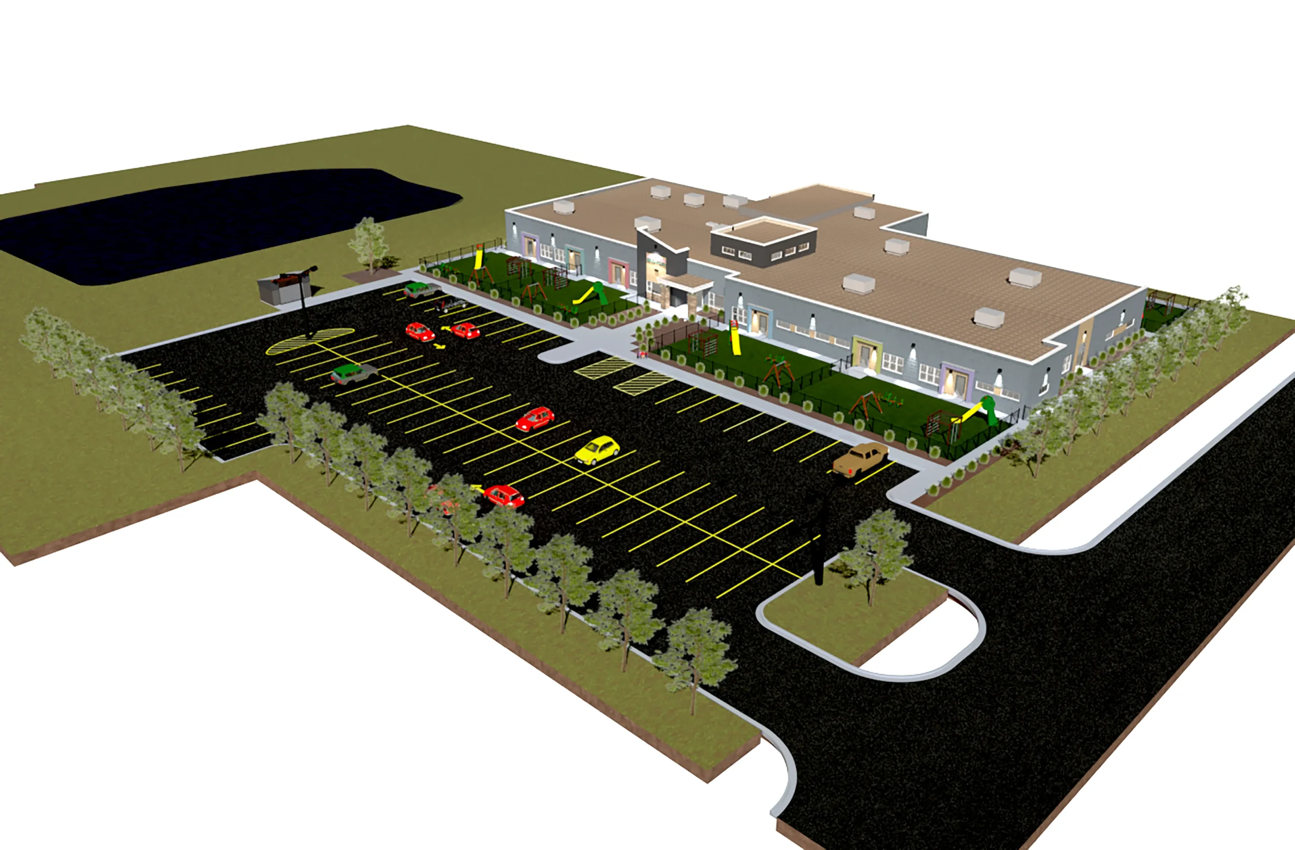 A rendering of an childcare facility.