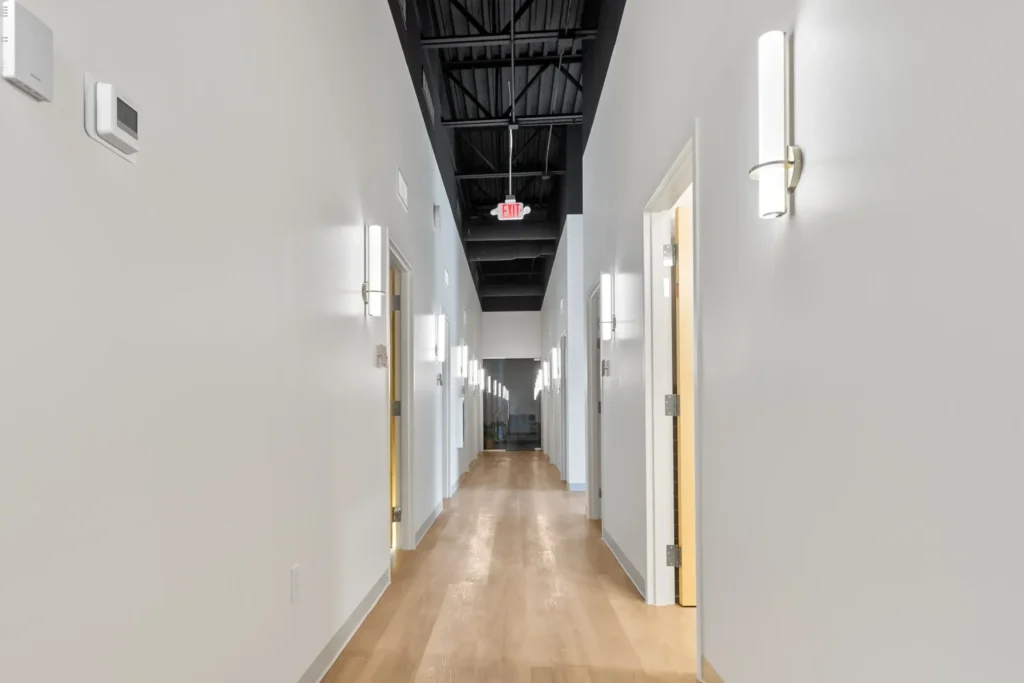 A hallway at Rise Modern Wellness.