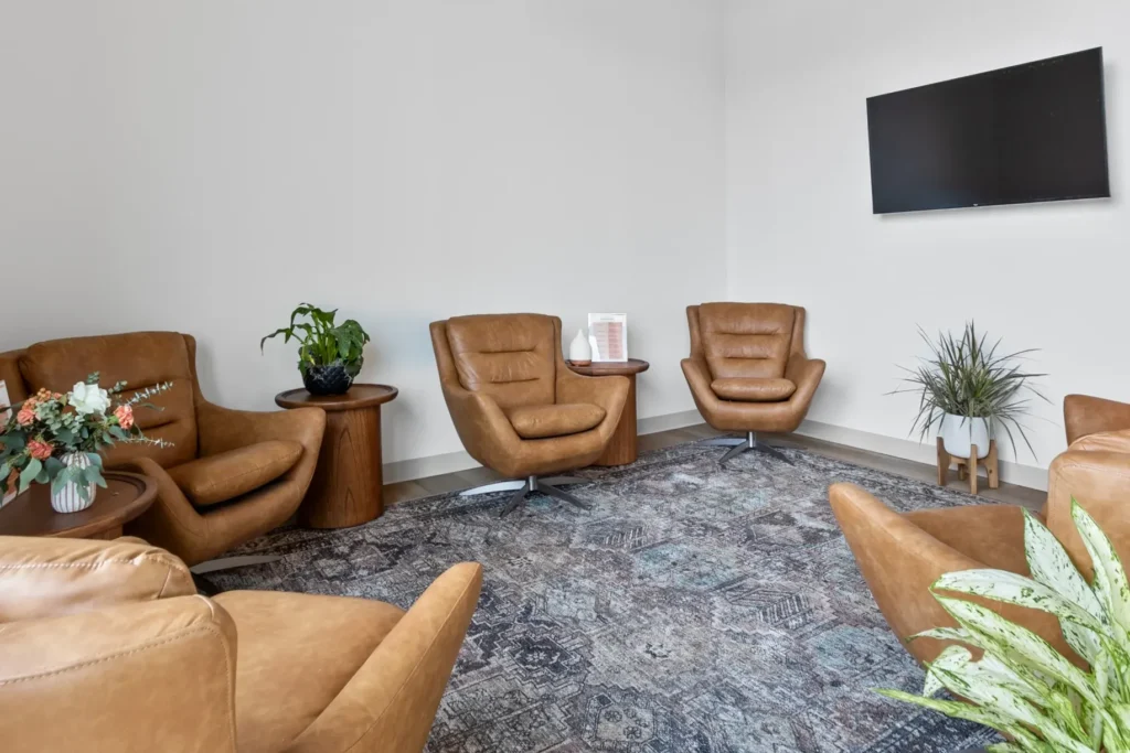 The waiting area at a wellness facility.