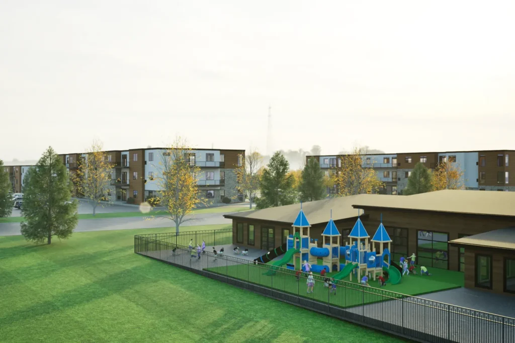 A rendering of a childcare facilty.