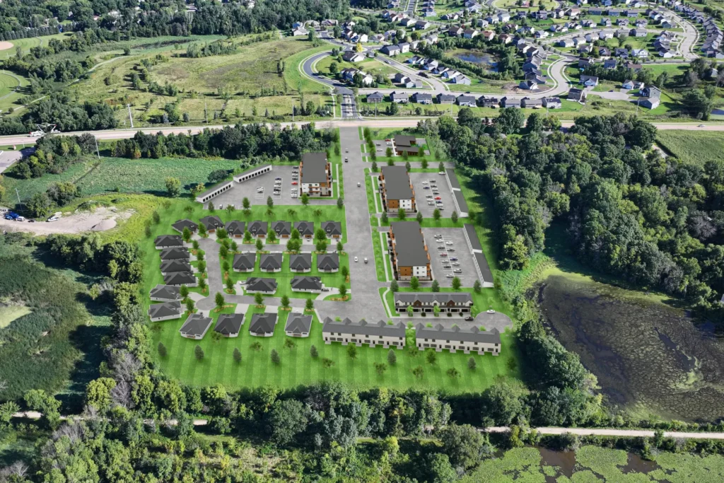 a rendering of a multi-family housing development.